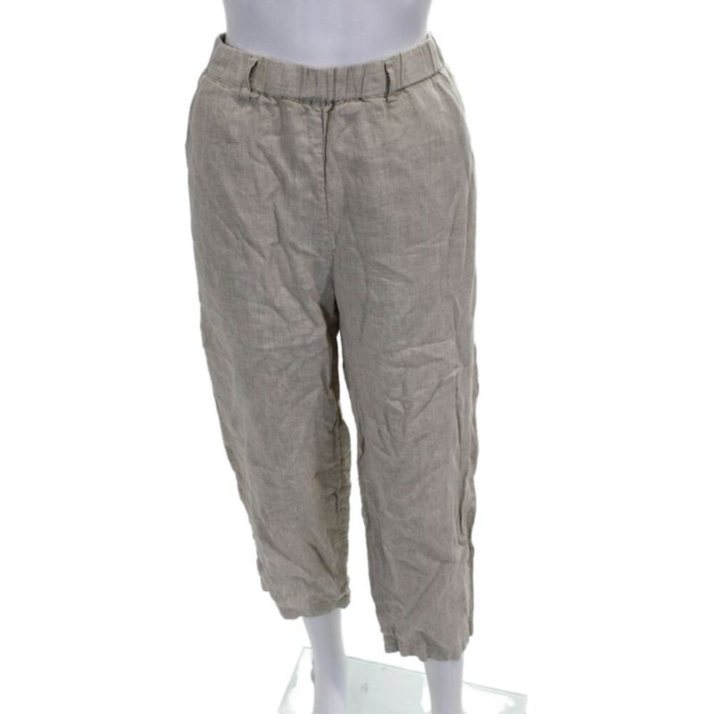 Quince Women Cropped Beige Linen Pants Size M